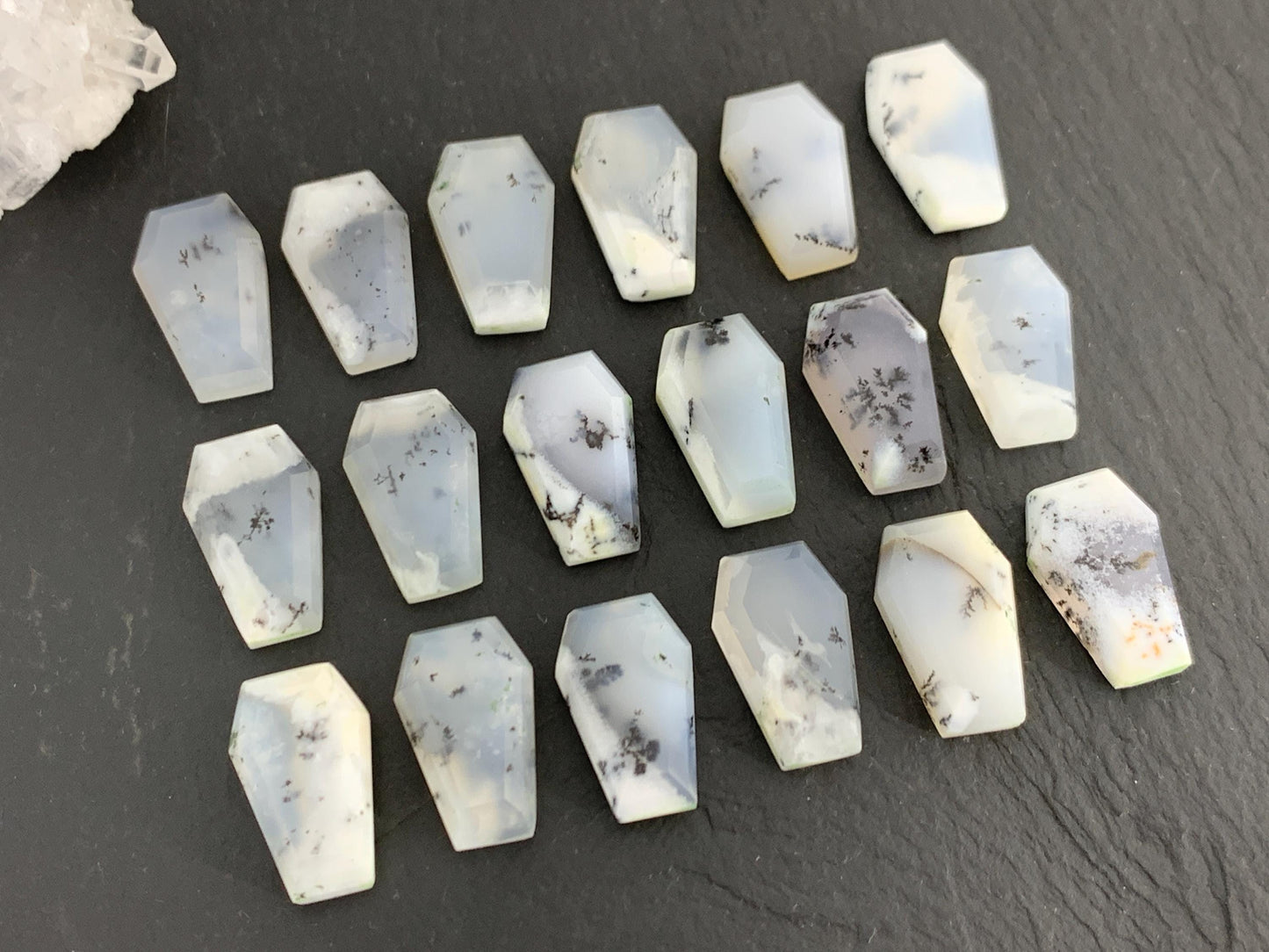 Step Cut Dendrite Opal coffin 10x16mm cabochon