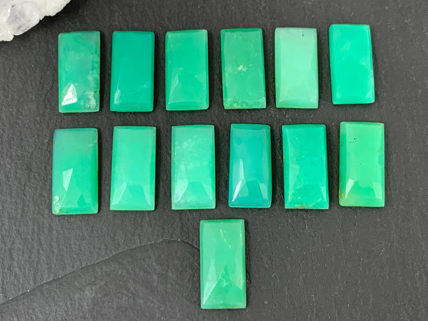 Faceted Chrysoprase Cabochon – 8x16mm Rectangle Green Gemstone for Unique Jewelry Making