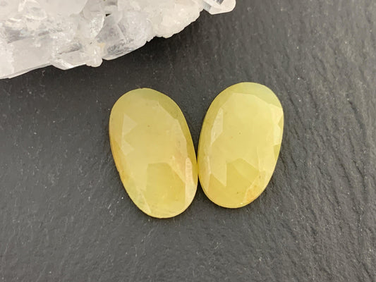 Faceted Yellow Sapphire pair 10x16x4mm cabochon