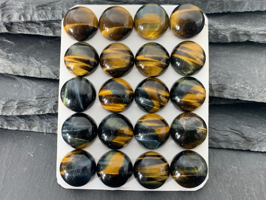 Tiger eye round 15mm cabochon - Calibrated cabochons