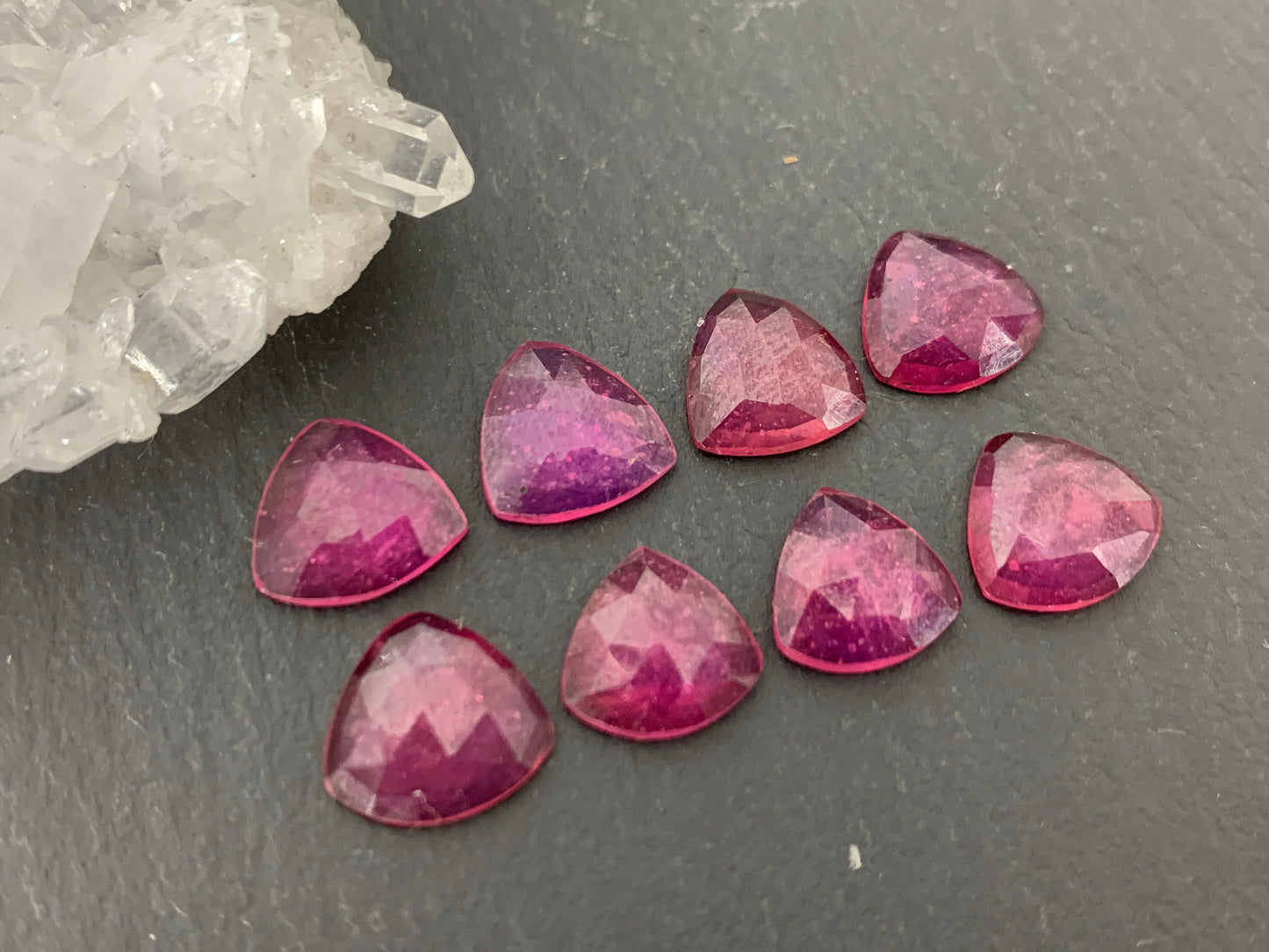 Faceted Thailand pink Sapphire triangle 9mm cabochon