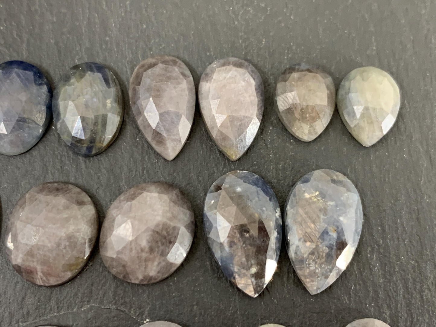 Faceted Star Sapphire pair 12-20mm long cabochon - Sapphire pairs