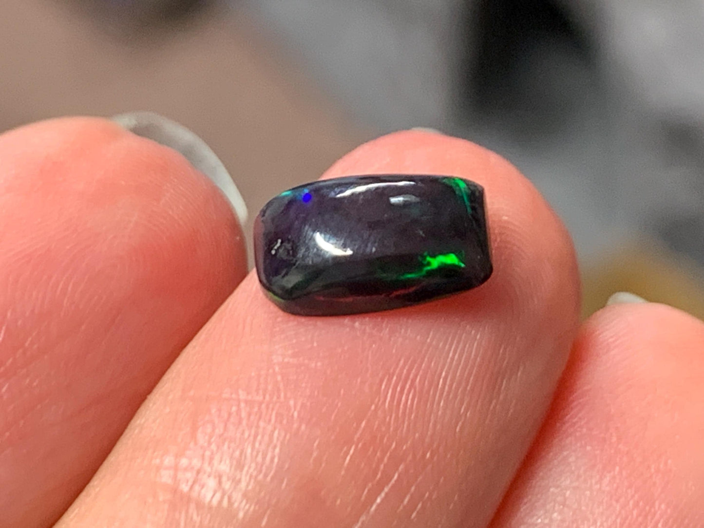 Natural Ethiopian Black Opal 6x10x3mm cabochon
