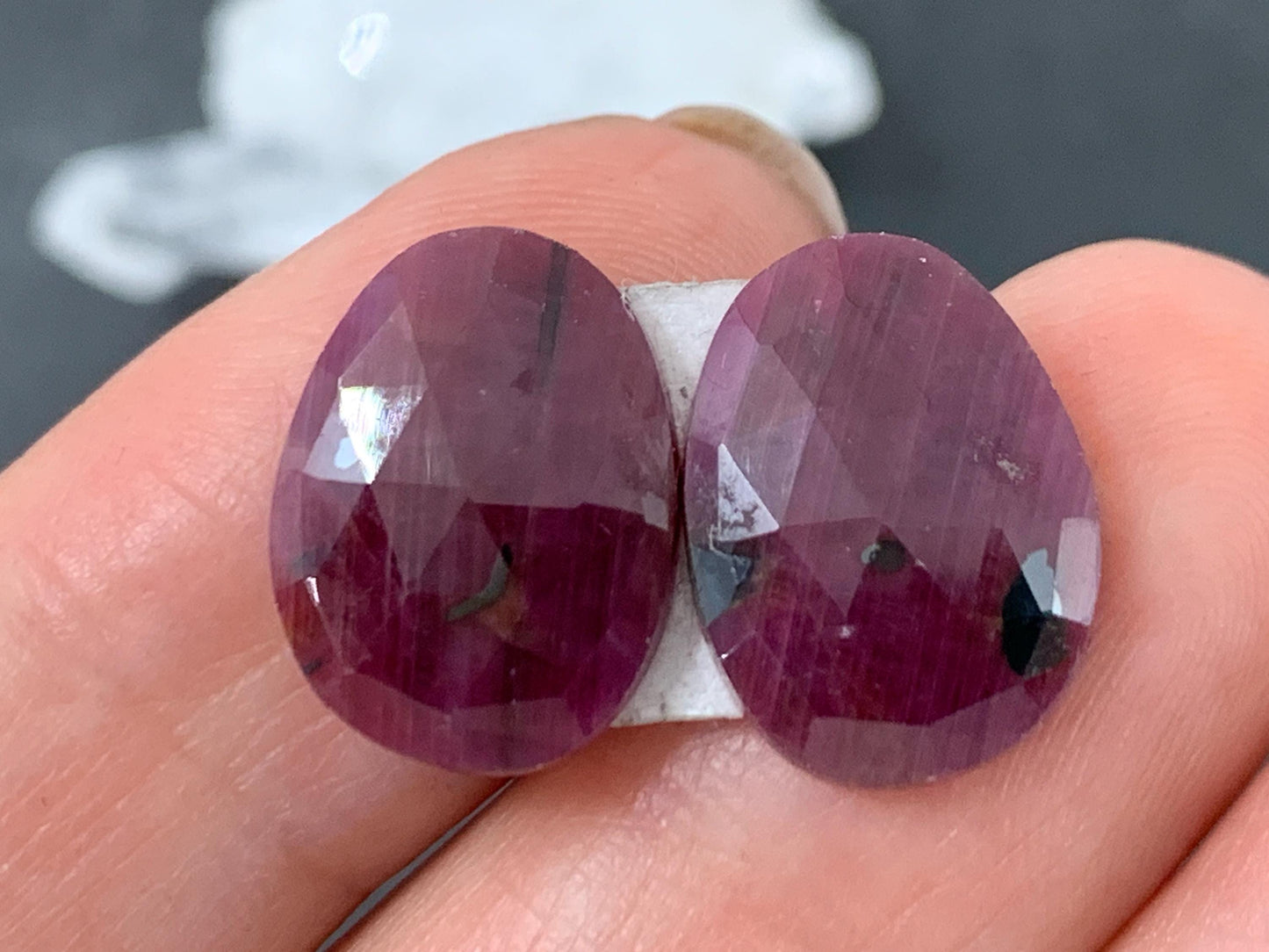 Faceted Ruby pair 11x15x3mm cabochon