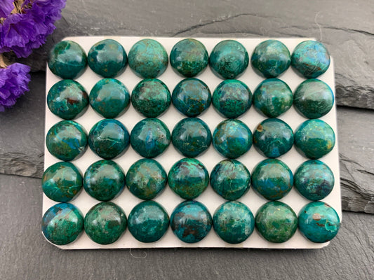 Chrysocolla round 10mm cabochon - Calibrated cabochons