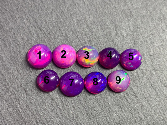 Ethiopian Opal round 8-9mm cabochon - Natural Opal smoked to purple color