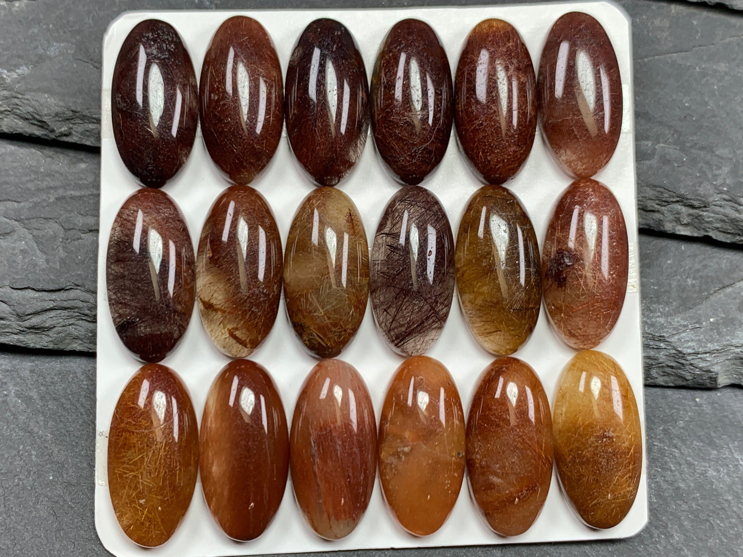 Rutilated Quartz oval 10x20mm cabochon - Calibrated cabochons