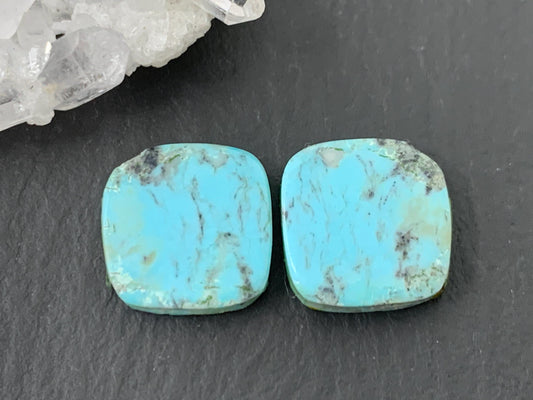 Tibetan Turquoise Pair 12.5mm Cabochon - Hand Cut Cabochon