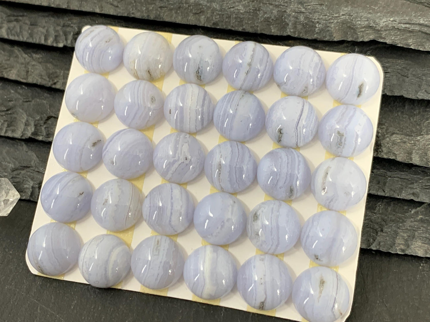 Blue Lace Agate round 12mm cabochon - Calibrated cabochons