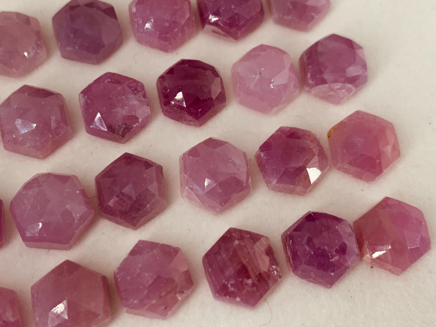 Discounted Faceted Pink Sapphire hexagon 8x9mm cabochon