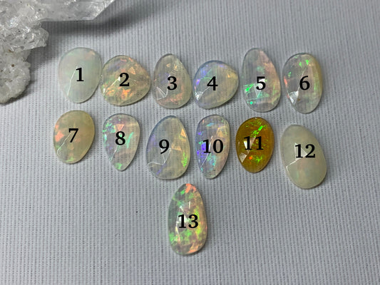 Faceted Ethiopian Opal 10-12mm long cabochon