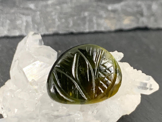 Carved Tourmaline 17x13x2.5mm cabochon
