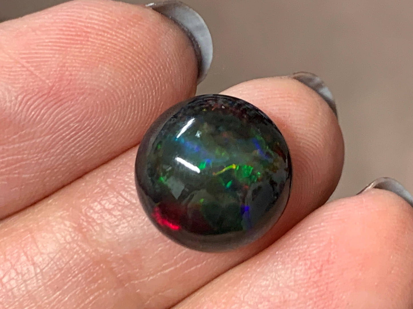 Natural Ethiopian Black Opal 13mm cabochon