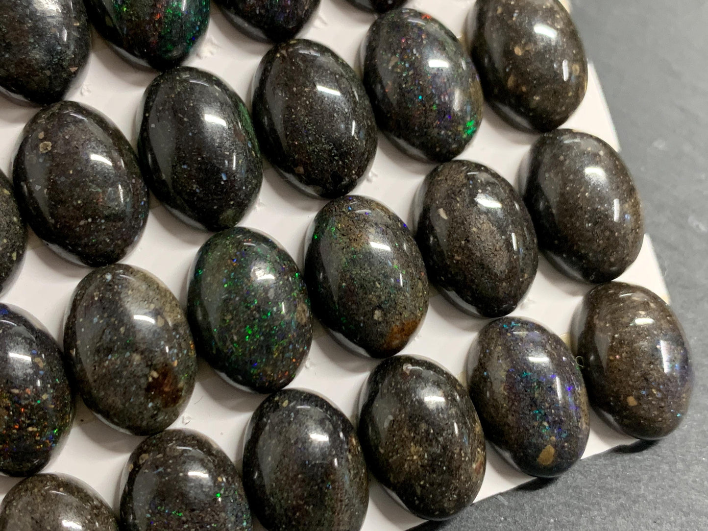 Black Andamooka Opal Oval 10x14mm cabochon  - Matrix Australian Opal
