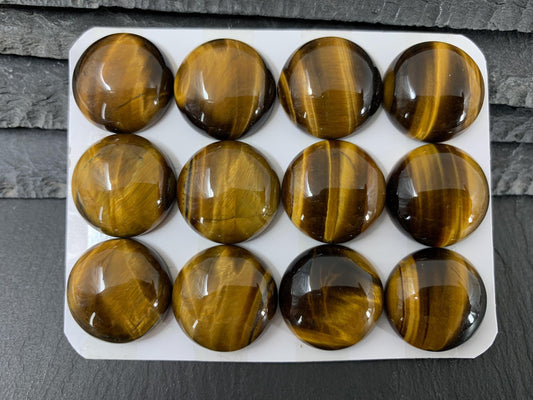 Tiger Eye round 20mm cabochon - Calibrated cabochons