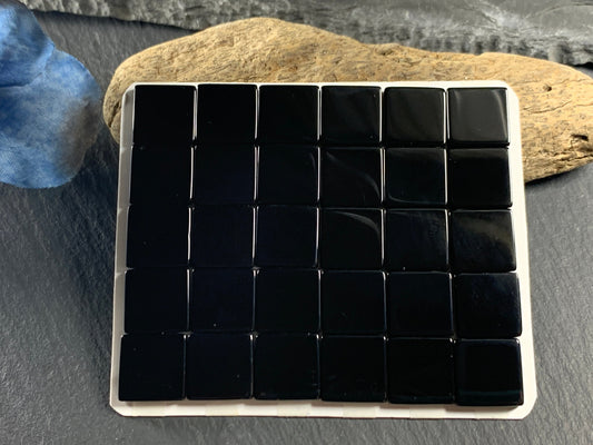 Flat Black Agate square 12mm cabochon - calibrated cabochons