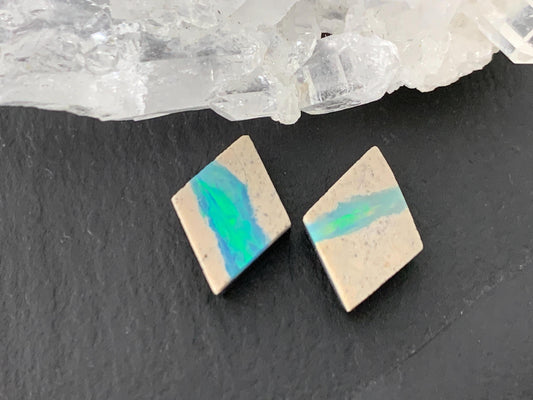 Australian Opal doublet 8x11x3mm pair of cabochons