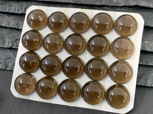 Smokey Quartz round 14mm cabochon -  Calibrated cabochons