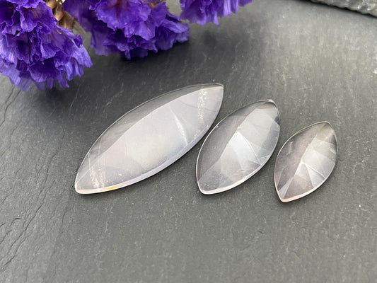 Faceted Rose Quartz marquise  cabochon - Calibrated cabochons