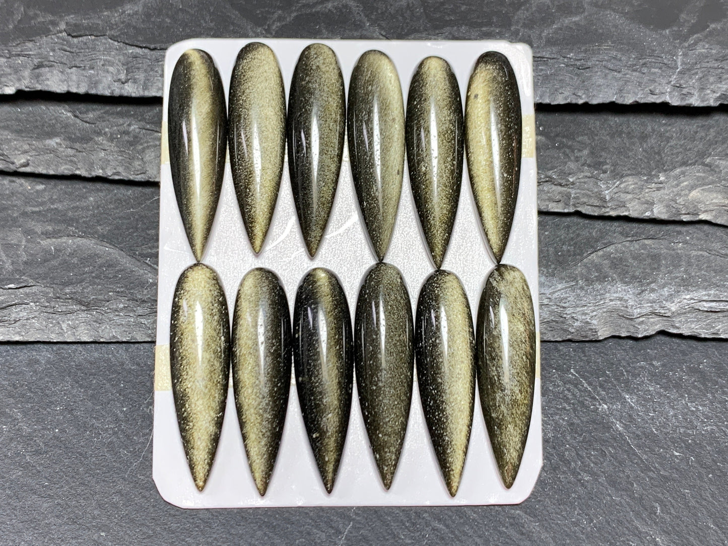 Gold Obsidian pear 8x30mm Cabochon - Calibrated cabochons