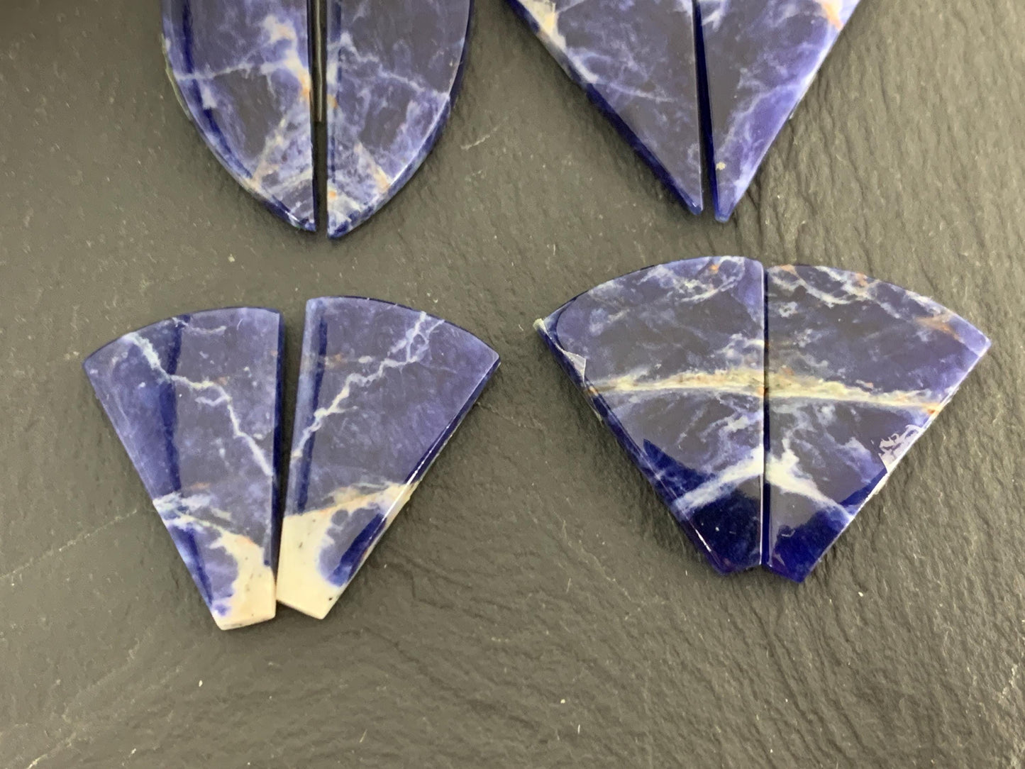 Natural Sodalite pair 22-28mm long cabochon