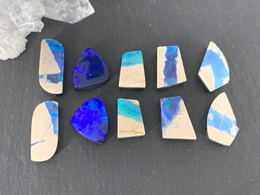Australian Opal Doublet 10-15mm long cabochon- Single piece or matching pair