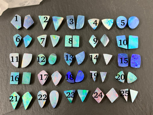 Australian Opal doublet pair 5-9mm long cabochon