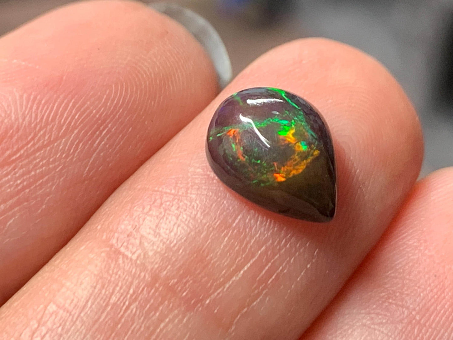 Natural Ethiopian Black Opal 8x10x4mm cabochon