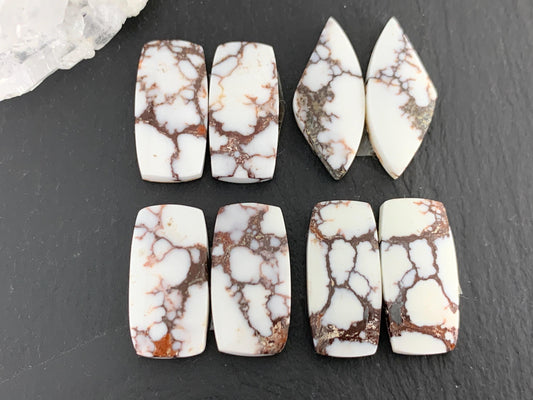 Wild Horse Jasper 22-26mm long cabochon pair