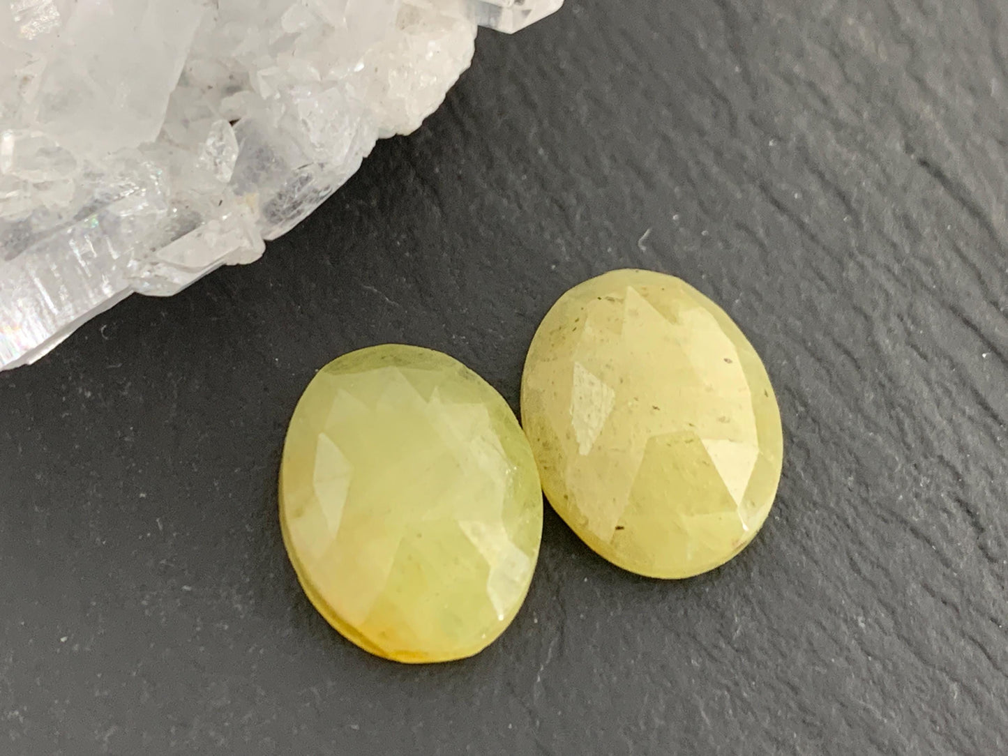 Faceted Yellow Sapphire pair 11x14x5mm cabochon