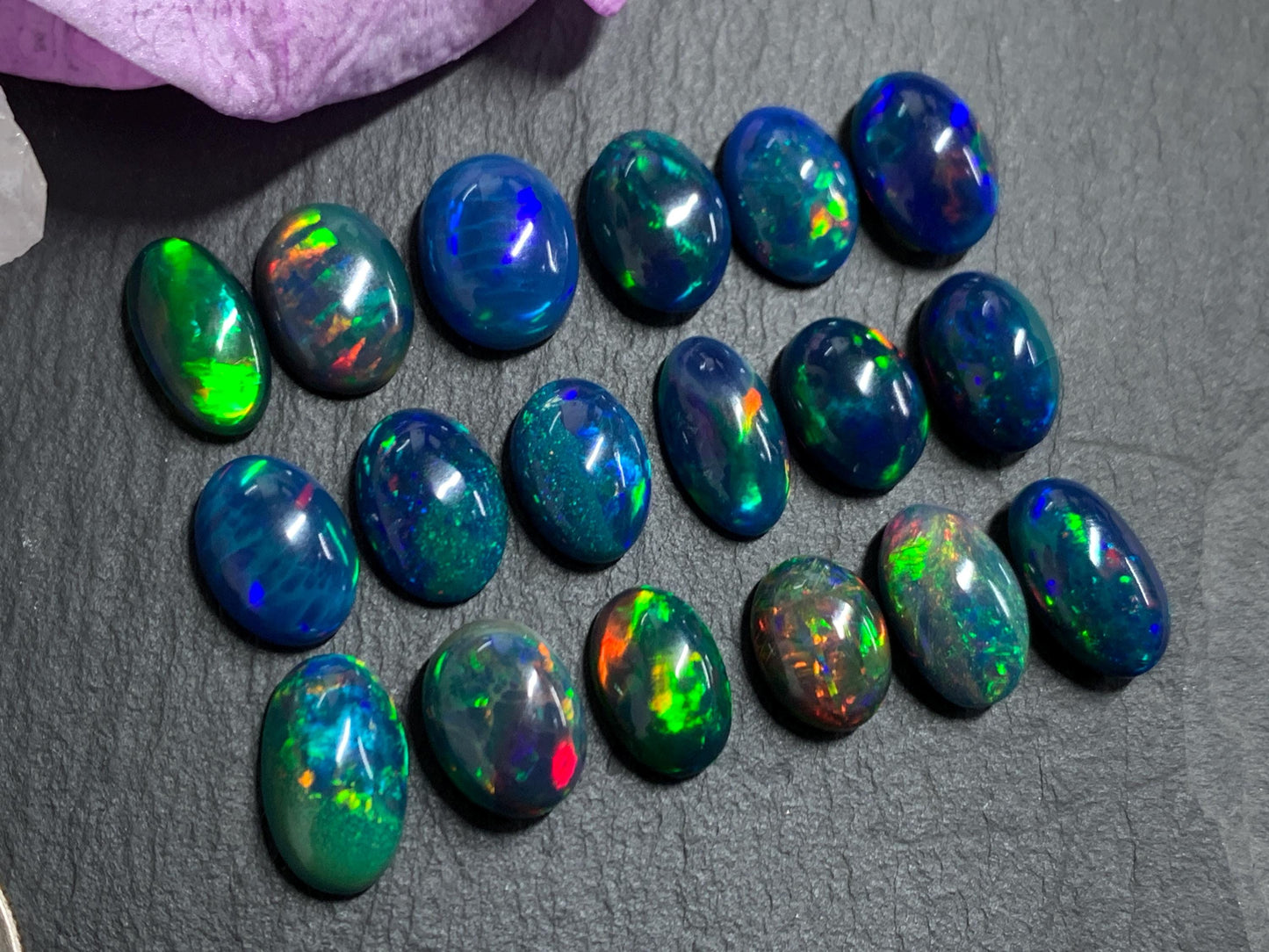 Natural Ethiopian Black Opal 11-12mm long cabochon/ Select your cabochon