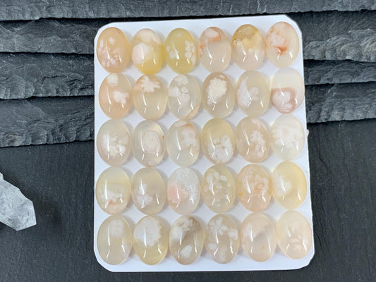 Flower Agate oval 10x14mm cabochon - Calibrated cabochons
