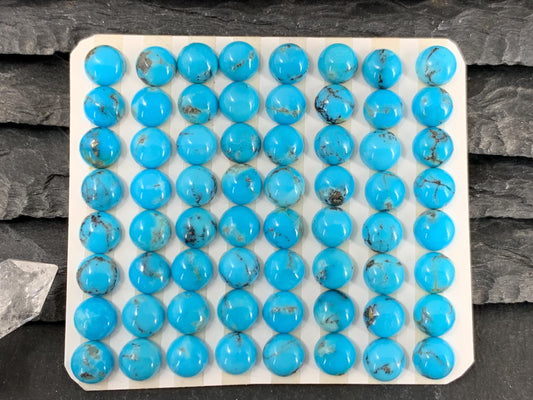 Kingman Blue Turquoise round 6mm cabochon - Calibrated cabochons