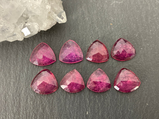 Faceted Thailand pink Sapphire triangle 9mm cabochon