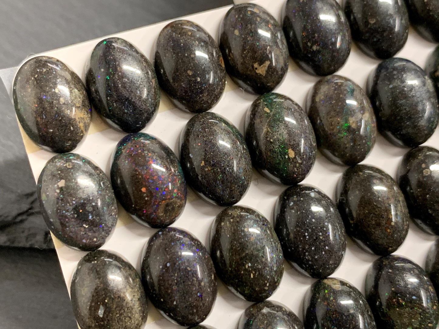 Black Andamooka Opal Oval 10x14mm cabochon  - Matrix Australian Opal