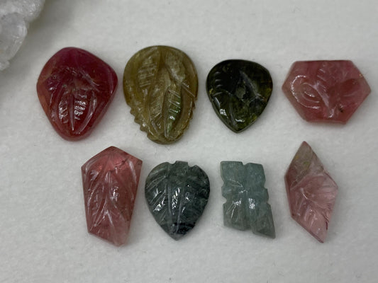 Discounted carved Tourmaline 11-17mm long cabochon - Select your piece