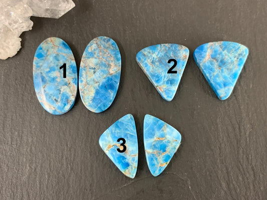 Apatite oval, free form 19-24mm long cabochon - Buy by pair