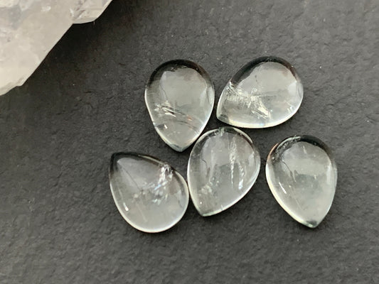 Green Amethyst pear 6x8mm cabochon - Calibrated cabochons
