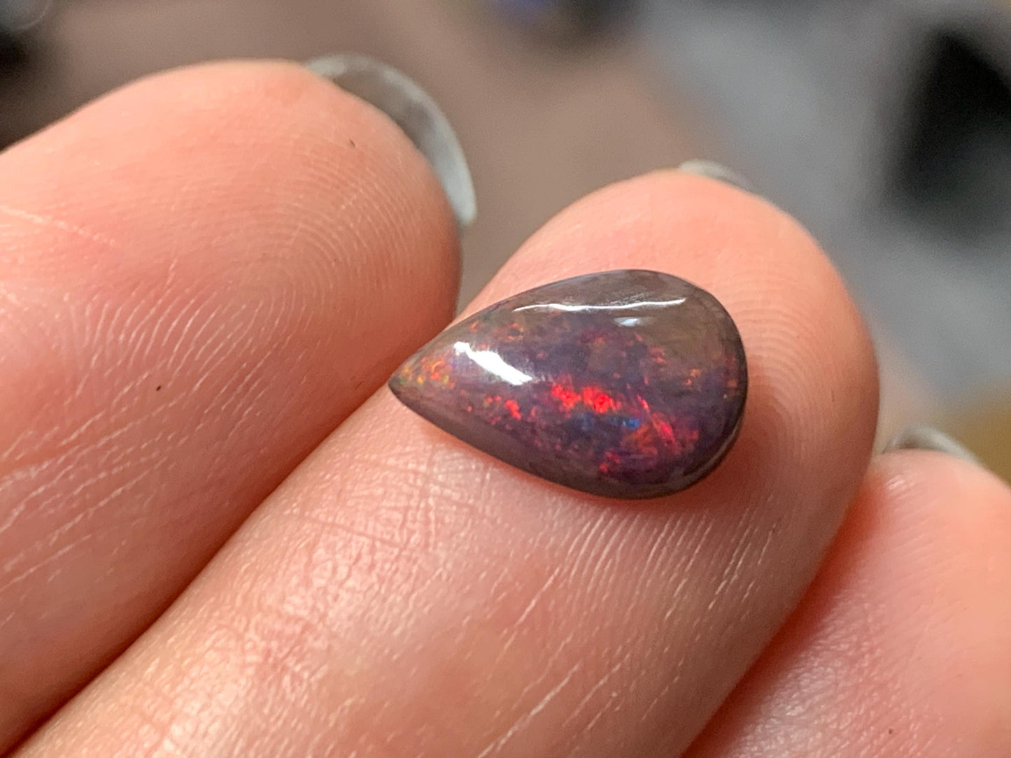 Natural Ethiopian Black Opal 7x11x3mm cabochon