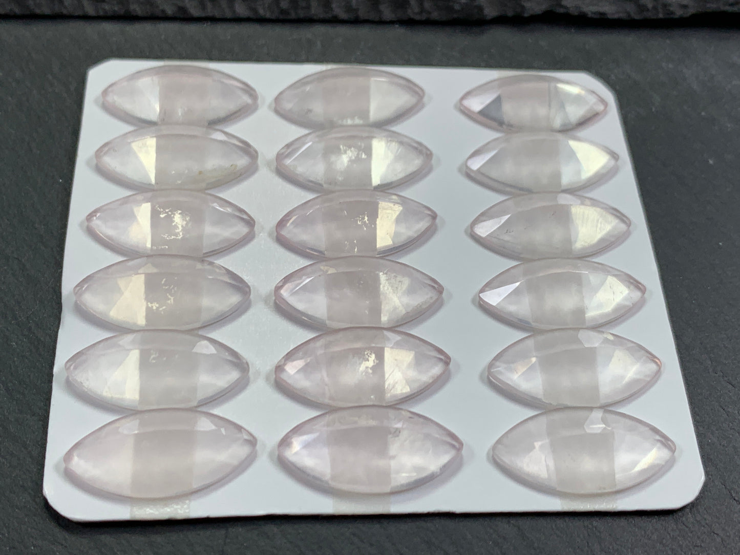 Faceted Rose Quartz marquise  10x20mm cabochon - Calibrated cabochons
