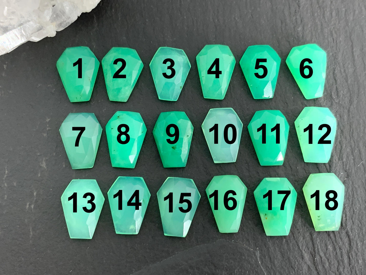 Faceted Chrysoprase Coffin 9x12mm cabochon - Select your cabochon