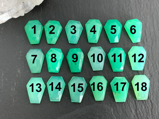 Faceted Chrysoprase Coffin 9x12mm cabochon - Select your cabochon