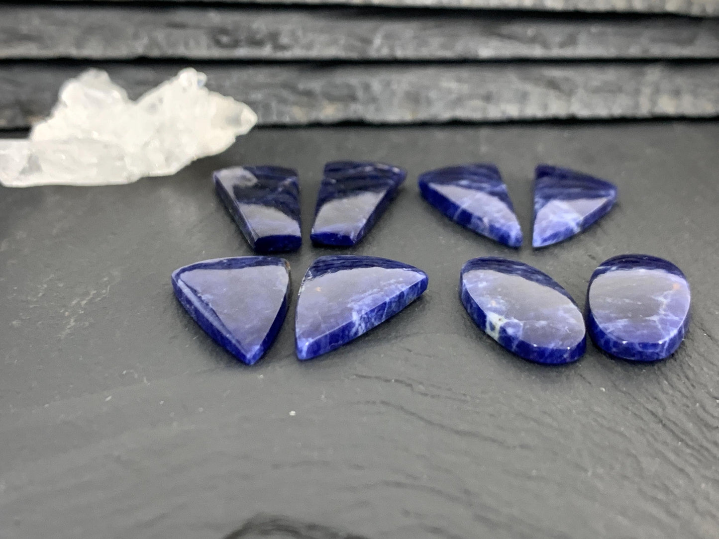 Natural Sodalite pair 24-30mm long cabochon
