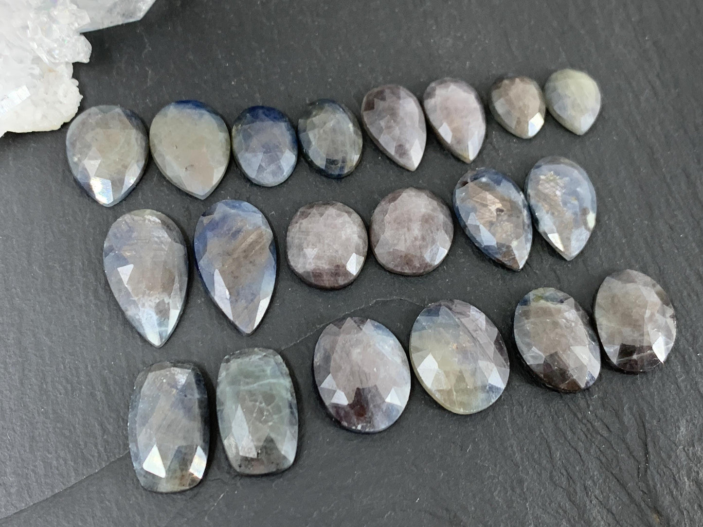 Faceted Star Sapphire pair 12-20mm long cabochon - Sapphire pairs