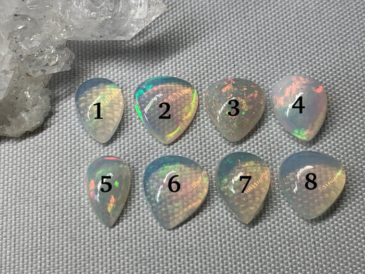 Ethiopian Opal pear 10mm long cabochon