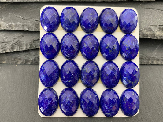 Faceted Lapis Lazuli oval 13x18mm cabochon - Calibrated cabochons