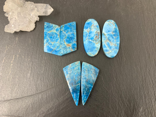 Apatite oval, free form 25-34mm long cabochon - Buy by pair