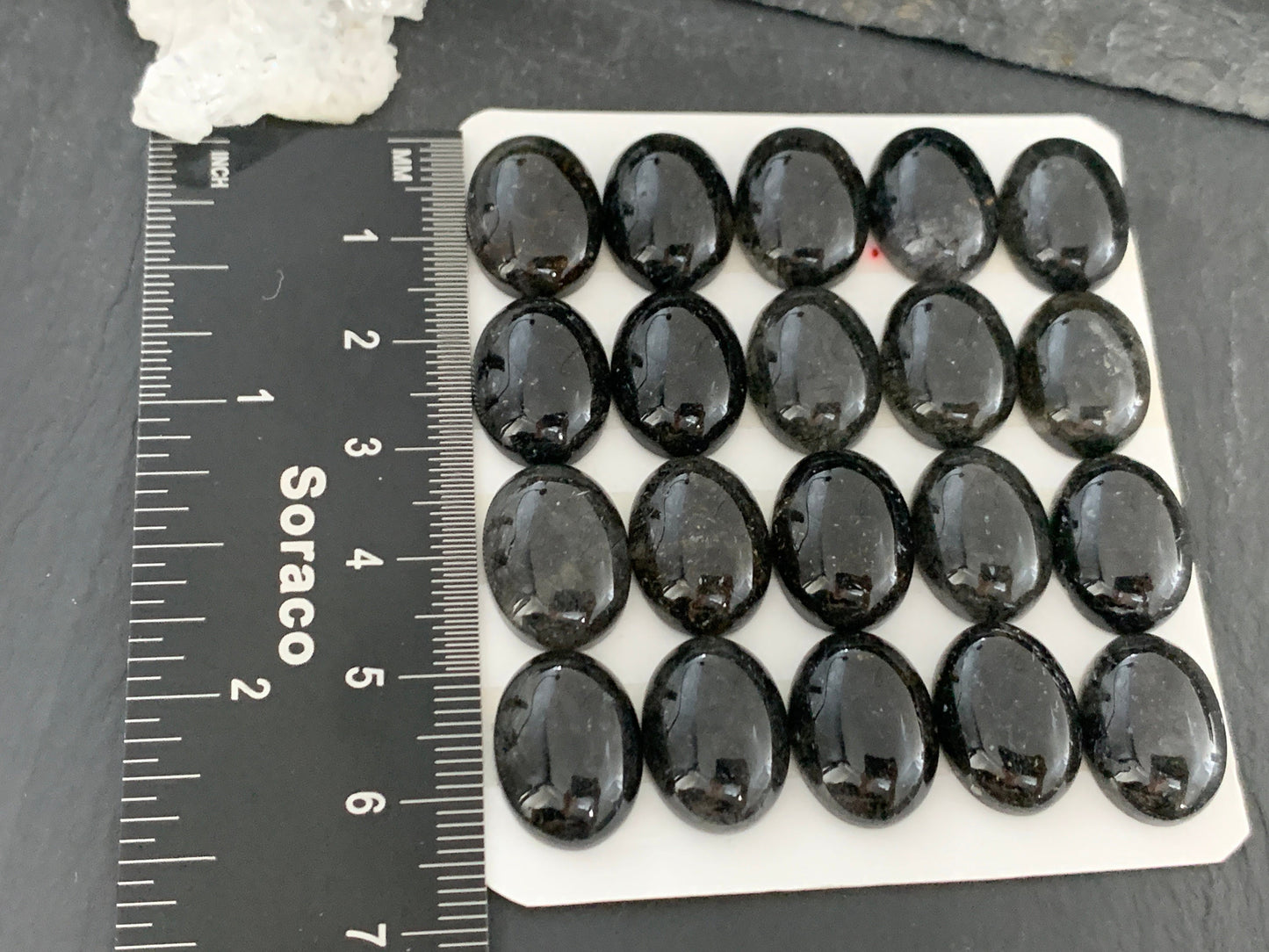 Black rutilated Quartz oval 12x16mm cabochon - Calibrated cabochons