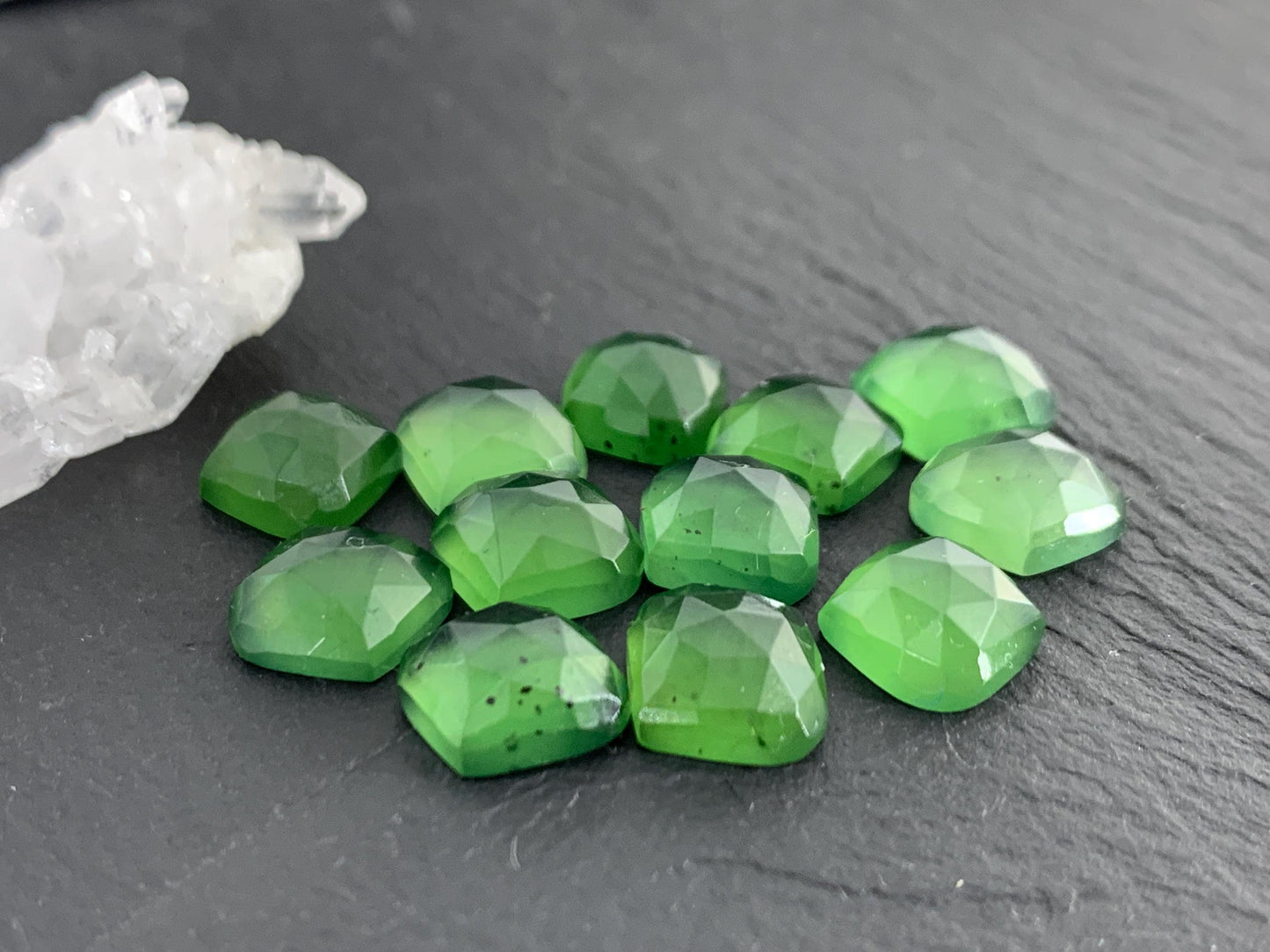 Faceted Serpentine marquise 10mm cabochon