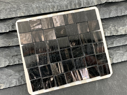 Flat Hypersthene square 10mm cabochon - Calibrated cabochons